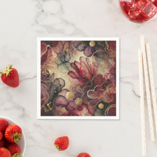 Autumn Harvest Wine Alcohol Ink Decoupage Paper Napkin