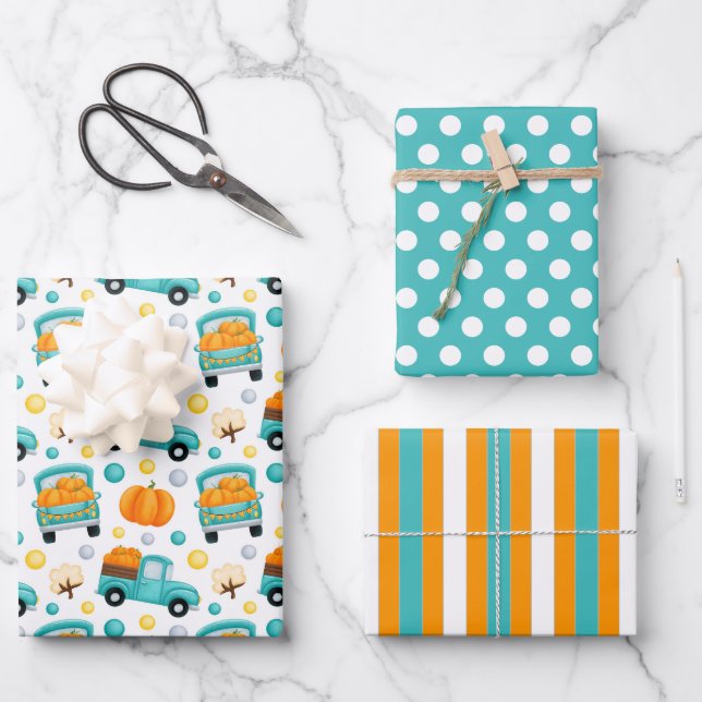 Autumn Harvest Wrapping Paper Set of 3 (Front)
