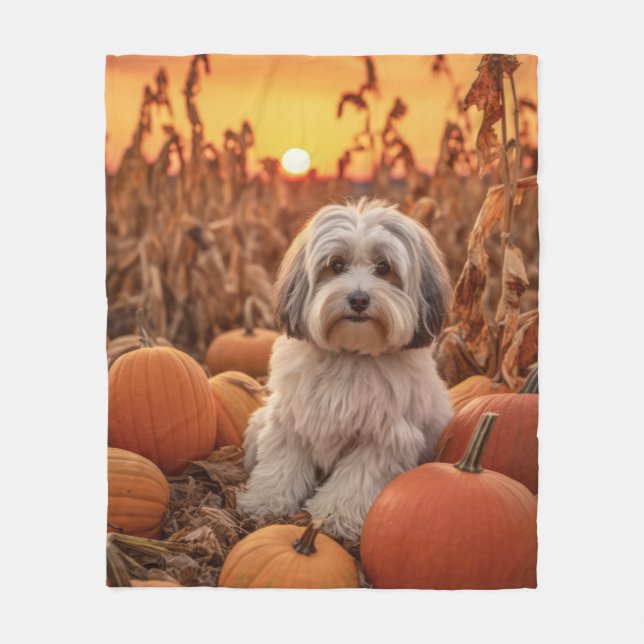 Autumn Havanese Fleece Blanket (Front)