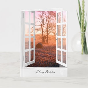 Autumn Hay Bales birthday Card