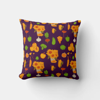 Autumn  Healthy Harvest Veggie And Fruits Cushion