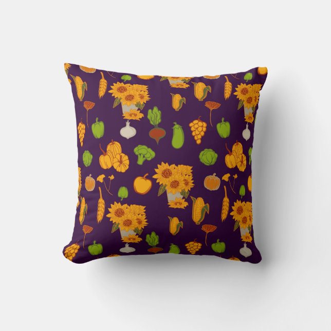 Autumn  Healthy Harvest Veggie And Fruits Cushion (Front)