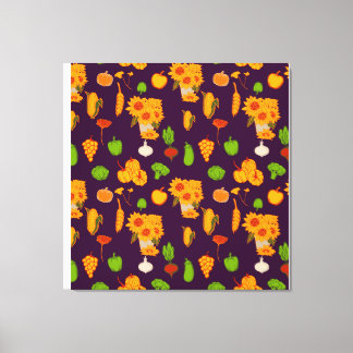 Autumn  Healthy Harvest Veggie And Fruits Throw Pi Canvas Print