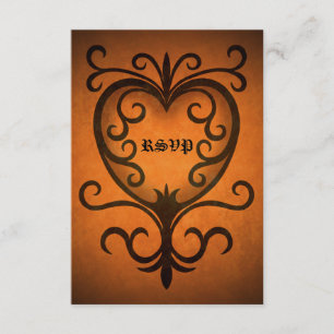 Autumn heart rsvp wedding card