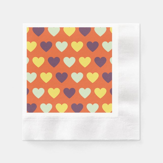 Autumn Hearts Beverage Napkins (Front)