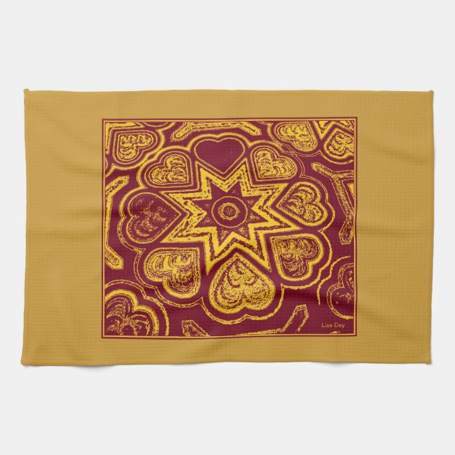 'Autumn Hearts' Kitchen Towel (Horizontal)