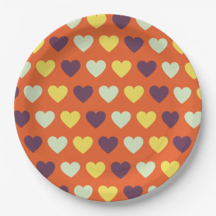 Autumn Hearts Paper Plates