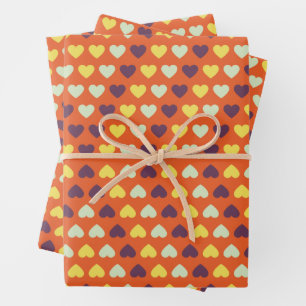Autumn Hearts Wrapping Paper Sheets