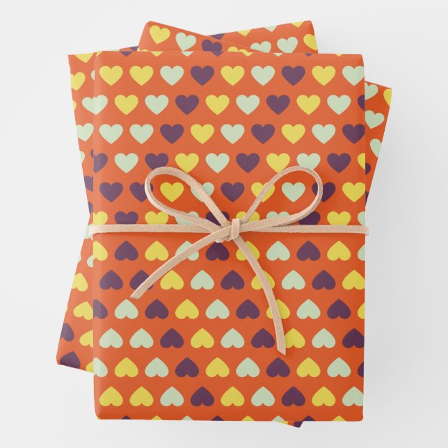 Autumn Hearts Wrapping Paper Sheets (In situ)