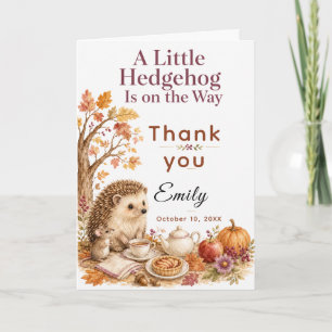 Autumn Hedgehog Baby Shower Thank You Card