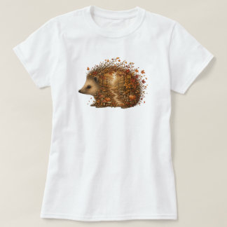 Autumn Hedgehog Forest Silhouette Art T-Shirt