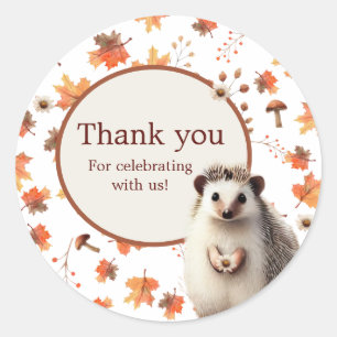 Autumn Hedgehog Thank You Stickers