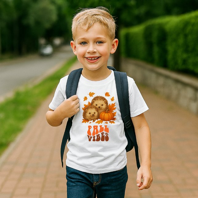 Autumn Hedgehogs illustration & Fall Vibes script Tri-Blend Shirt (Creator Uploaded)