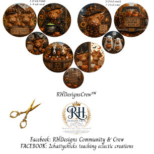 Autumn Highland Cow & Goat Decoupage Rounds 12" Wrapping Paper Sheet