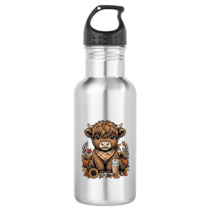 Autumn Highland Cow Vintage Fall Farmhouse Art 532 Ml Water Bottle