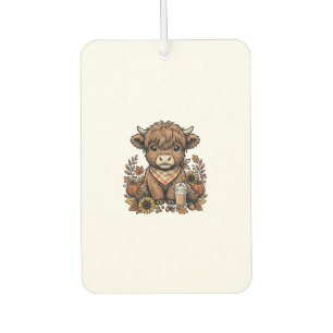 Autumn Highland Cow Vintage Fall Farmhouse Art Car Air Freshener