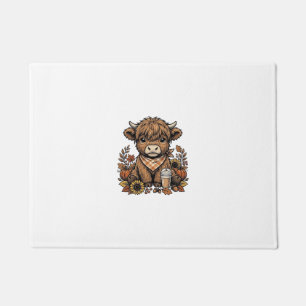Autumn Highland Cow Vintage Fall Farmhouse Art Doormat