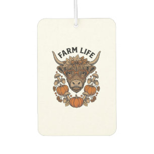 Autumn Highland Cow With Heart Glasses Car Air Freshener
