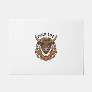 Autumn Highland Cow With Heart Glasses Doormat