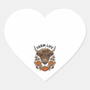 Autumn Highland Cow With Heart Glasses Sticker