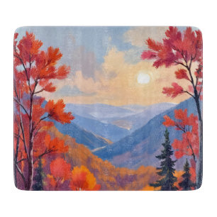 Autumn Hills Fall Leaves Foliage Watercolor Cutting Board