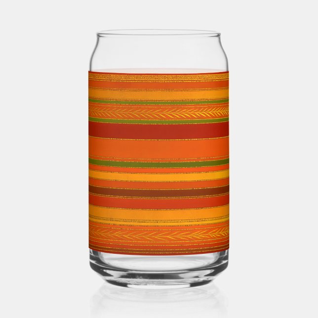 Autumn Holidays Stripes Bright Can Glass (Front)