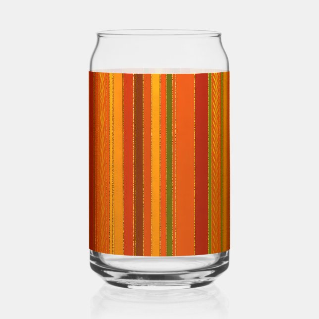 Autumn Holidays Stripes Bright Can Glass (Back)