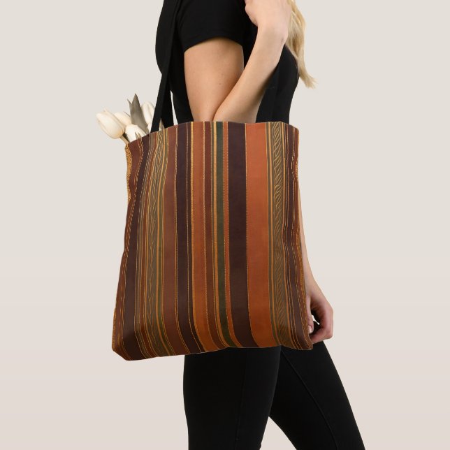 Autumn Holidays Stripes Dark Tote Bag (Close Up)