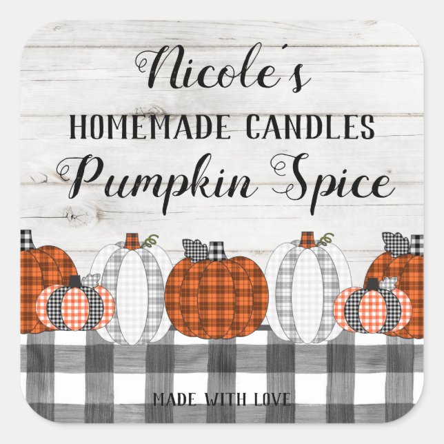Autumn Homemade Pumpkin Spice Square Sticker (Front)