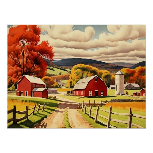 Autumn Homestead Illustration Poster (Front)