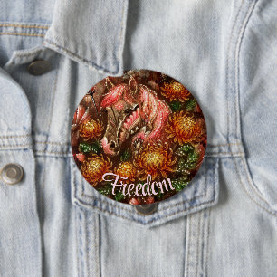 Autumn Horse Floral Chrysanthemums Personalised 10 Cm Round Badge