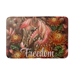 Autumn Horse Floral Chrysanthemums Personalised Bath Mat