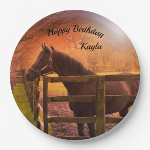 Autumn Horse Happy Birthday Personalised Paper Plate