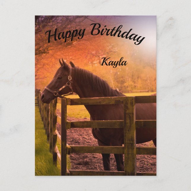 Autumn Horse Happy Birthday Personalized   Postcard (Front)