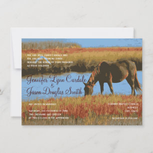 Autumn Horse Rustic Country Wedding Invitations