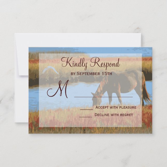 Autumn Horse Rustic Country Wedding RSVP Cards (Front)