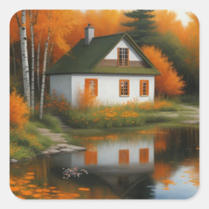 autumn house square sticker