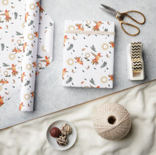Autumn Hummingbird Botanical Wrapping Paper