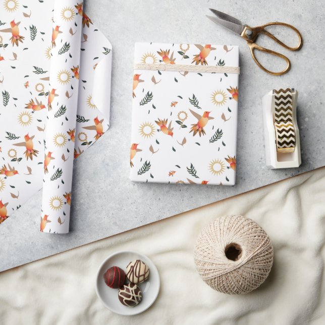 Autumn Hummingbird Botanical Wrapping Paper (Crafts)