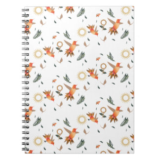 Autumn Hummingbird Floral Pattern Notebook