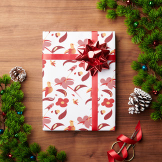 Autumn Hummingbird Floral Wrapping Paper