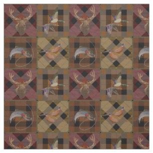 Autumn Hunt Club Plaid With Wildlife Game  Fabric