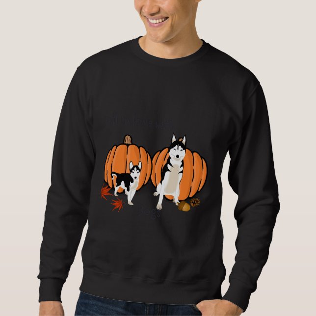 Autumn Husky Pumpkin Fall Fall Siberian Husky Sweatshirt (Front)