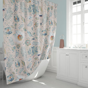 Autumn Hydrangea And Peony Floral Pattern Shower Curtain