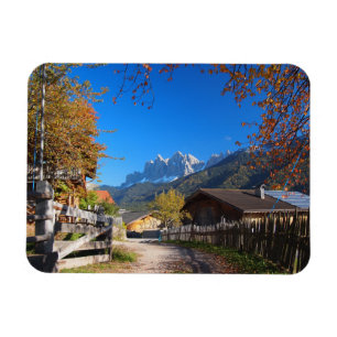 Autumn in a village in the Dolomites in Italy Magnet