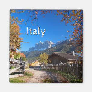 Autumn in a village in the Dolomites in Italy Magnet