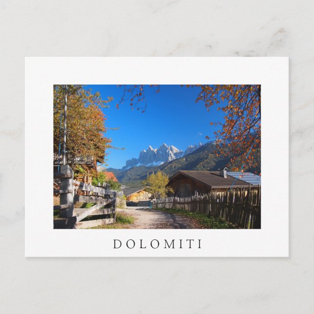 Autumn in a village in the Dolomites in Italy Postcard (Front)
