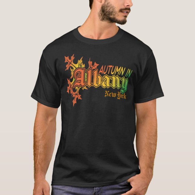 Autumn in Albany New York with Fall Leaves T-Shirt (Front)
