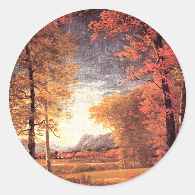 Autumn in America, Oneida County, New York, Classic Round Sticker (Front)