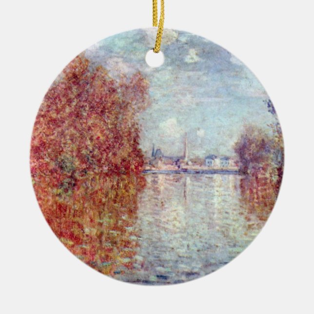 Autumn in Argenteuil by Claude Monet Ceramic Tree Decoration (Front)